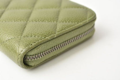 Chanel Wallet Medium Wallet Quilted Matelasse Caviar Skin Moss Green 230928-ch