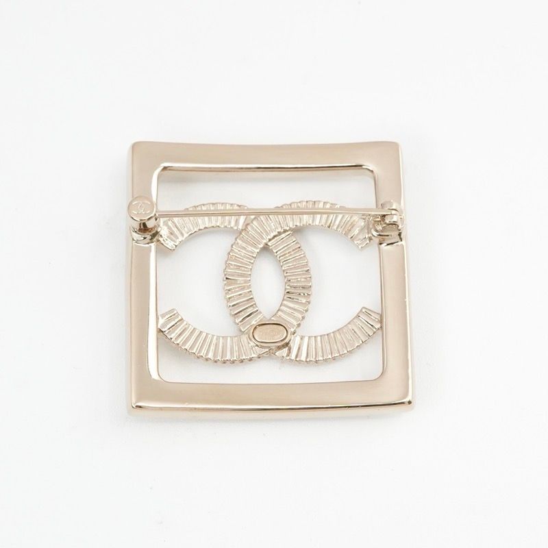 Chanel Brooch Corsage Gold Coco Mark Rhinestone Square