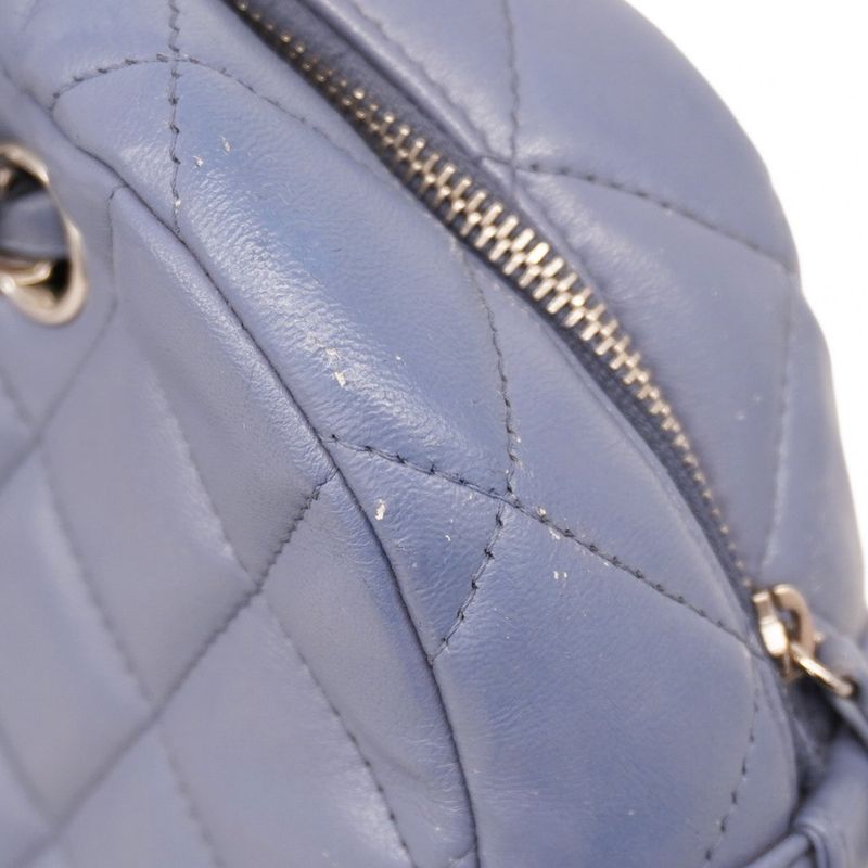 Chanel Shoulder Bag Matelasse Lambskin Purple Silver Hardware Women