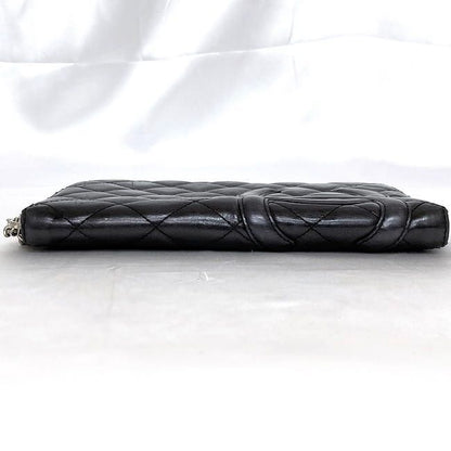 Chanel Round Zipper Long Wallet F21277 Black Cambon