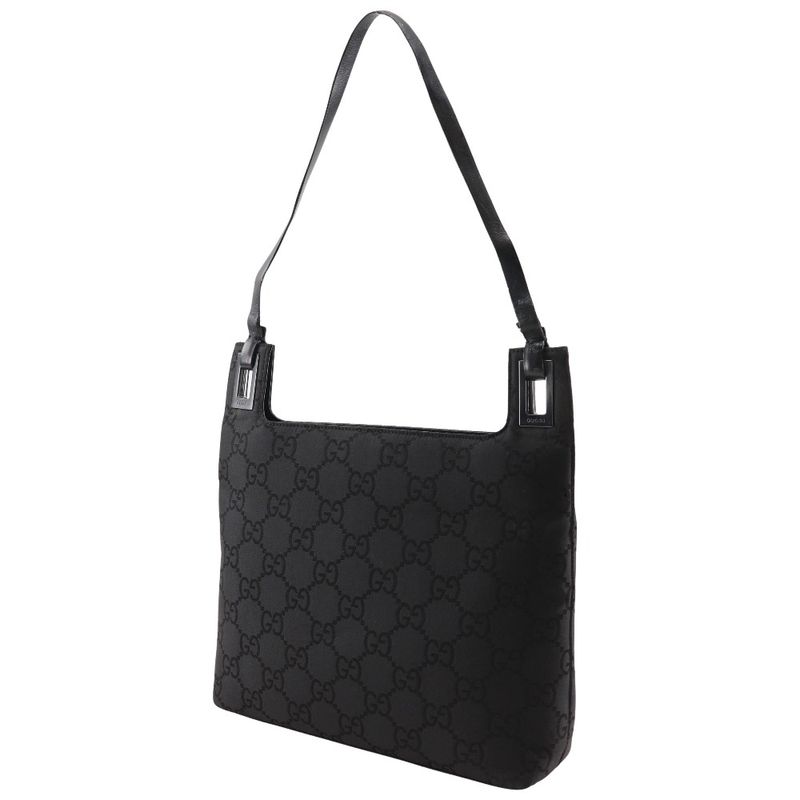 Gucci One Shoulder 001998 X GG Nylon Black Ladies Shoulder Bag