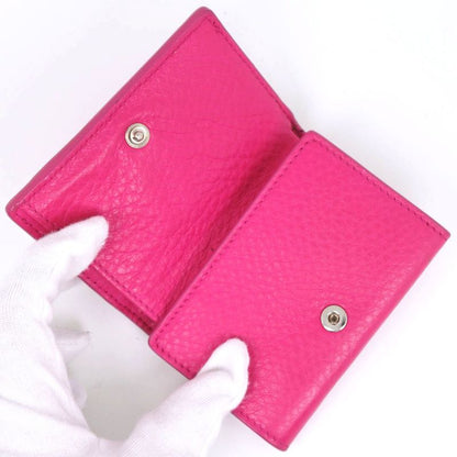 Balenciaga Paper Mini 391446 Leather Pink Women's Trifold Wallet