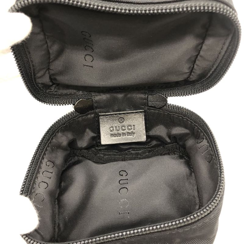 Gucci 039 1054 Drawstring Pouch Small Bag Nylon Canvas Black Ladies Men Fashion