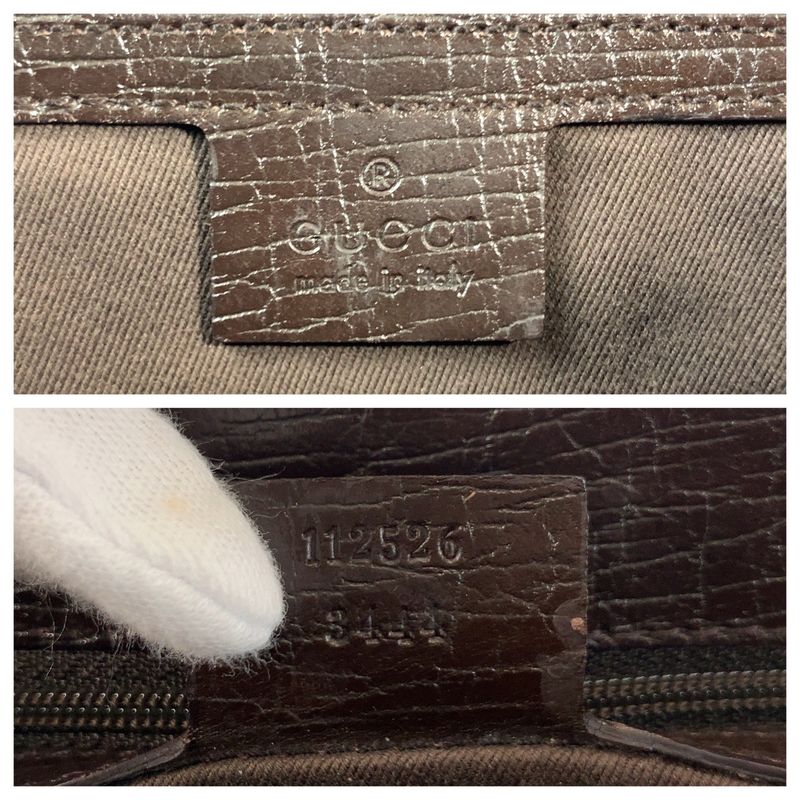 Gucci Bamboo Beige Brown Silver Hardware GG Canvas 112526 Tote Bag Shoulder Bag