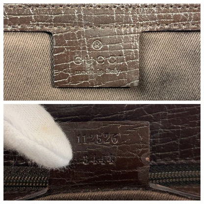 Gucci Bamboo Beige Brown Silver Hardware GG Canvas 112526 Tote Bag Shoulder Bag