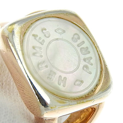 Hermes Coroso Serie Gold Plated And White Shell #9 Ladies 10.7g Ring
