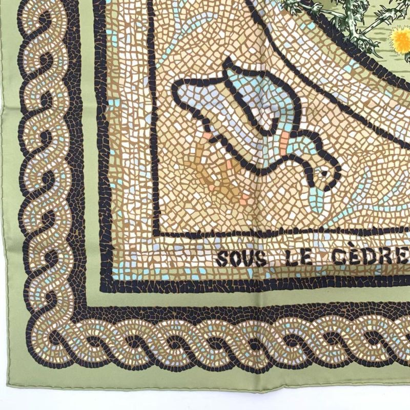 Hermes Carre 90 SOUS LE Cedre Silk Scarf Under Himalayan Cedars