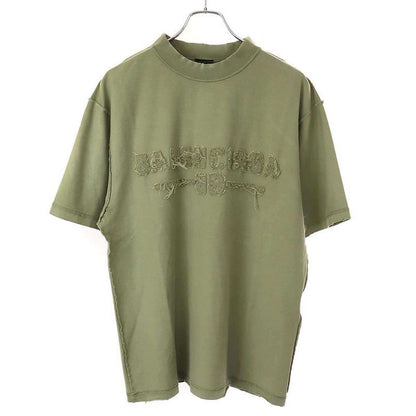 Balenciaga 25ss Medium Fit T-Shirt Inside Out Logo T-Shirt 822441 Tsva2 Green