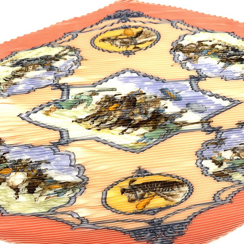 Hermes Pleated Carre 90 Mughal Dynasty Horse LES Chevaux DES Moghols Silk Scarf