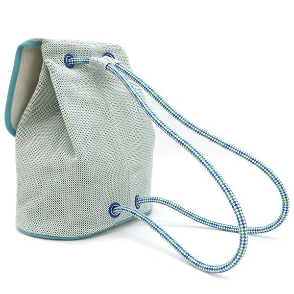 Hermes Rucksack Daypack Les Cabins Backpack Cotton Marine and Mint Silver