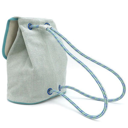 Hermes Rucksack Daypack Les Cabins Backpack Cotton Marine and Mint Silver