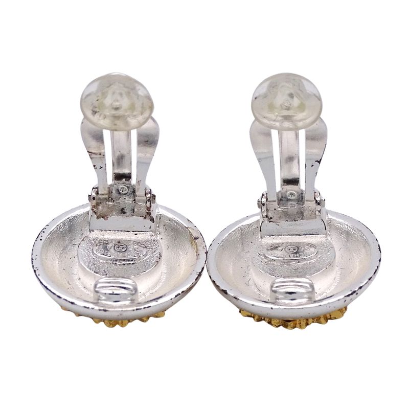 Chanel Earrings Ladies Brand Coco Mark Metal GP Silver Gold Round Vintage