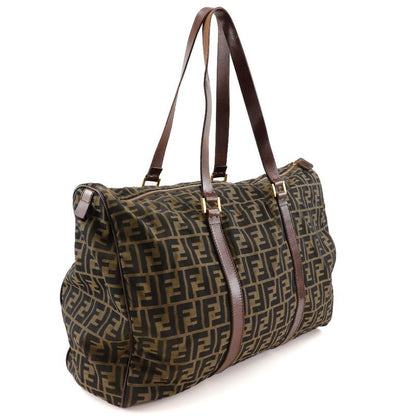 Fendi Zucca Nylon Canvas Brown Unisex Boston Bag