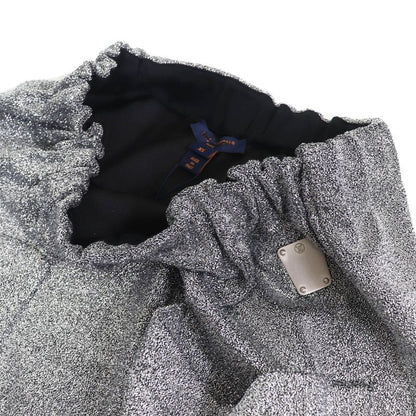 Louis Vuitton 23SS LV Logo Plate Pocket Design Lamé Knit Mini Skirt Silver XS