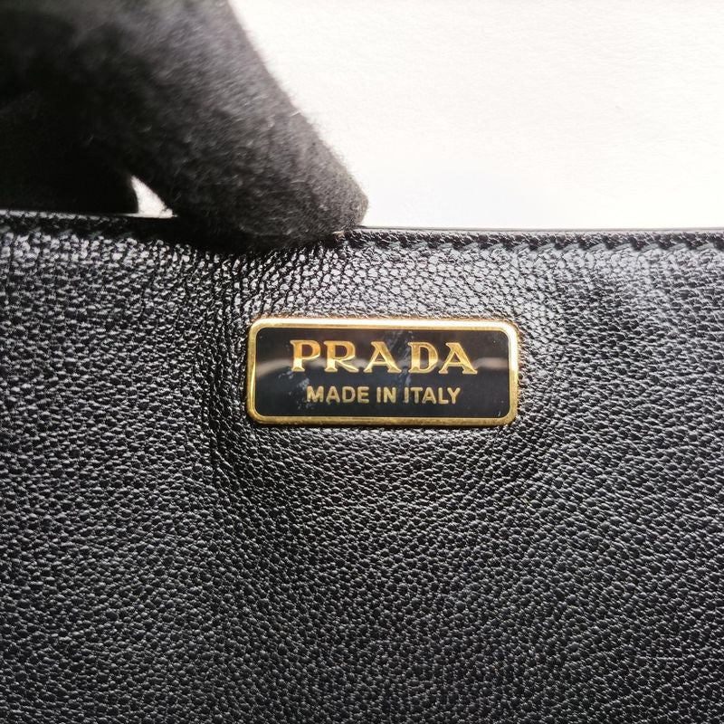 Prada Cahier Black And White Leather X Saffiano Leather 1bd04525 L