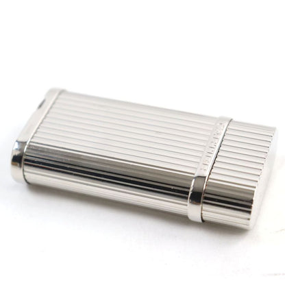 Cartier Godron Logo Engraved Oval Roller Lighter Silver Stripe