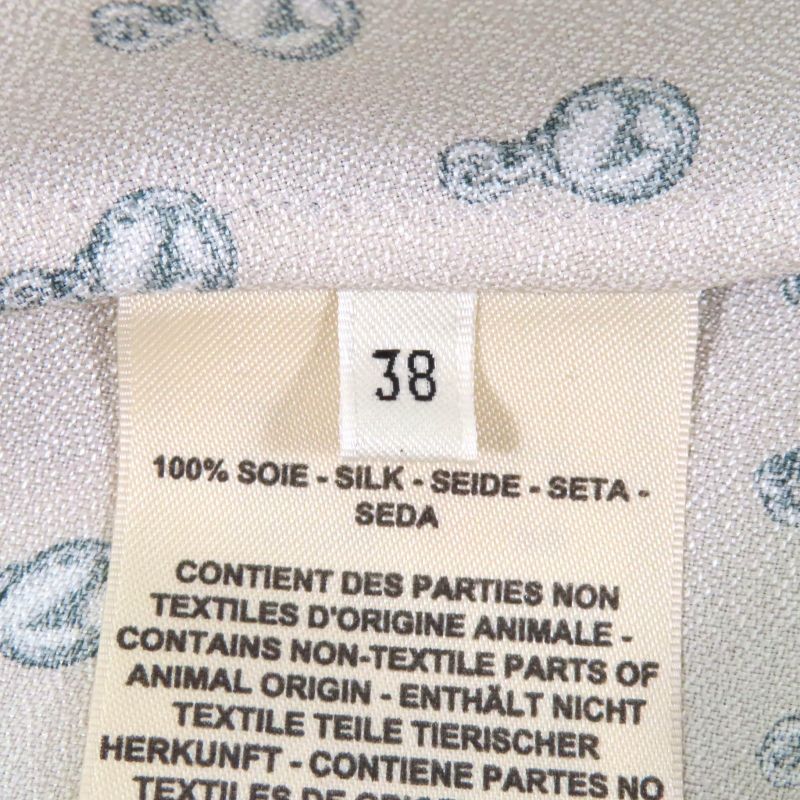 Hermes 22AW 2h0619dn 100% Silk Back Ribbon Total Pattern Long Sleeves Cut And