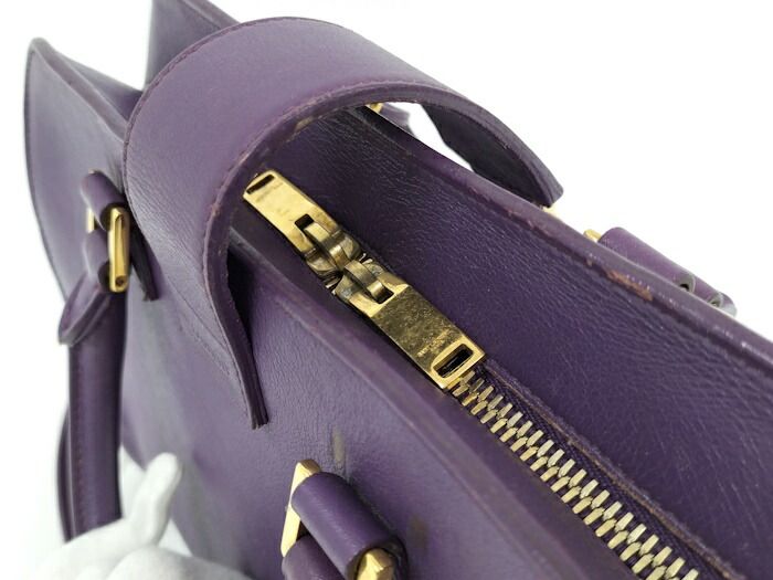 Saint Laurent 2WAY Handbag Baby Cabas Su Leather Purple 472466