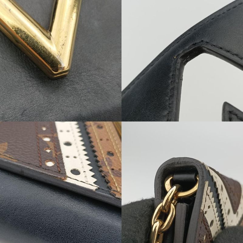 Louis Vuittonportefeuille Twisted Chain Wallet Black And Brown And White PVC