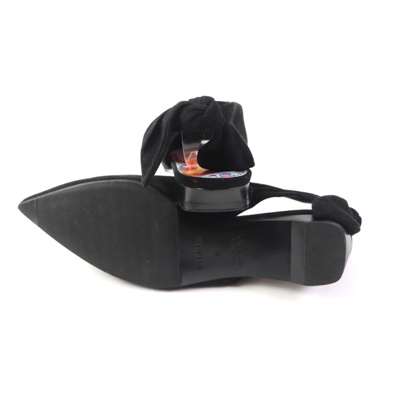 Hermes 2022 Suede Leather Pointed Toe Pumps With Back Bow Black 37 Storage With