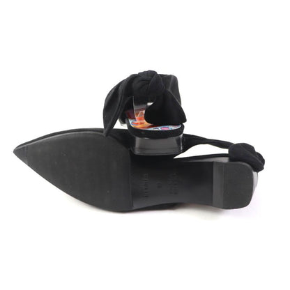 Hermes 2022 Suede Leather Pointed Toe Pumps With Back Bow Black 37 Storage With