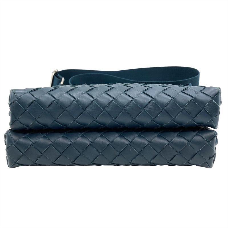 Bottega Veneta Intrecciato Duo Shoulder Bag Calfskin Green Silver Hardware