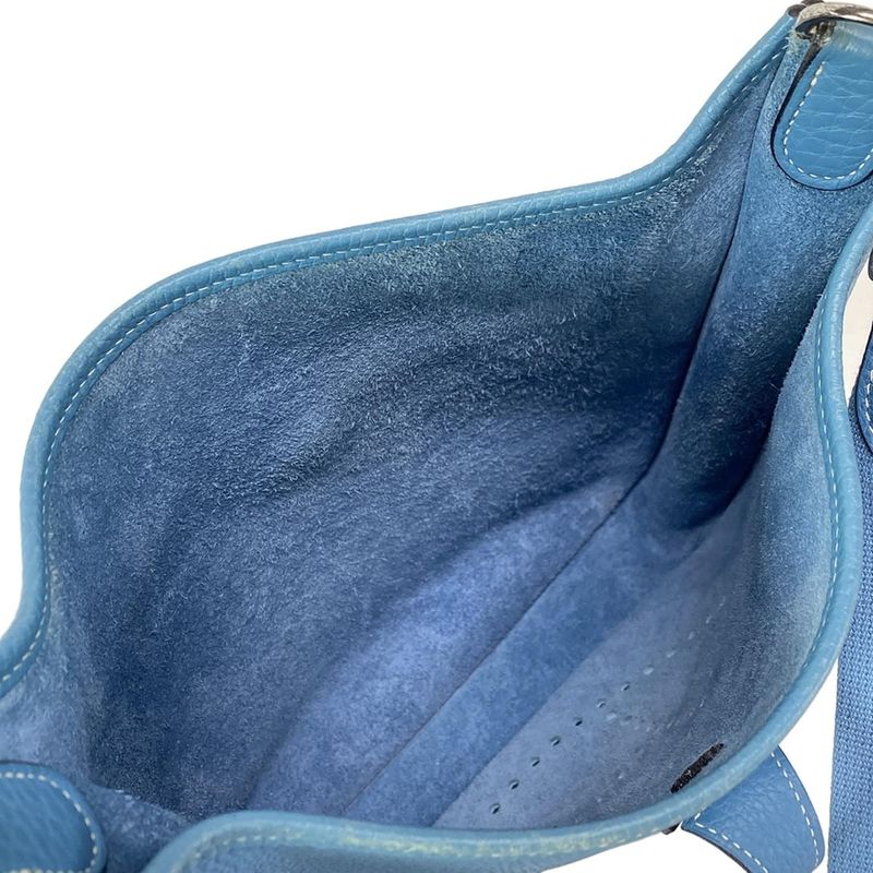Hermes Shoulder Bag Evelyndu PM Blue Jean Silver Hardware