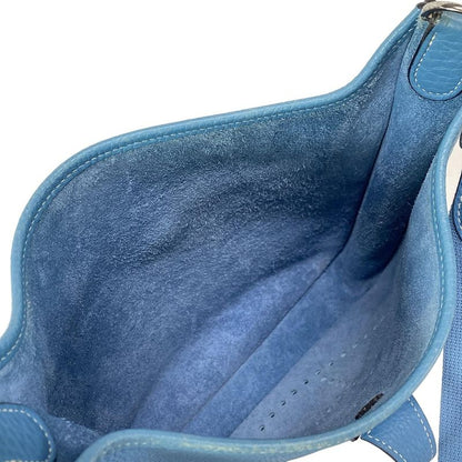 Hermes Shoulder Bag Evelyndu PM Blue Jean Silver Hardware