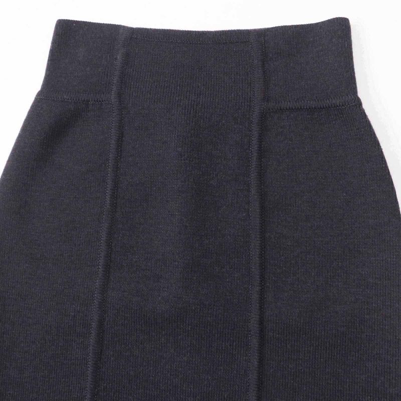 Hermes Wool H Motif Ribbed Knit Tight Skirt Charcoal Grayish 34 Made In Italy