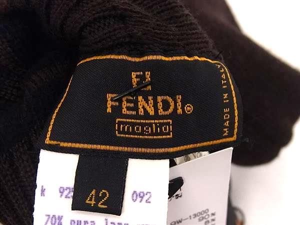 Fendi Zucca Pattern 90% Wool Gloves Gloves Size 42 Women's Brown
