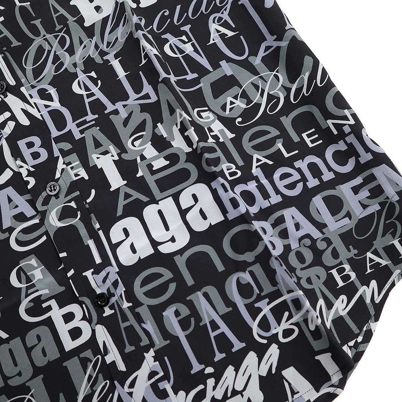 Balenciaga 19ss Logo Silk Shirt 556854 Black 37