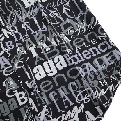 Balenciaga 19ss Logo Silk Shirt 556854 Black 37