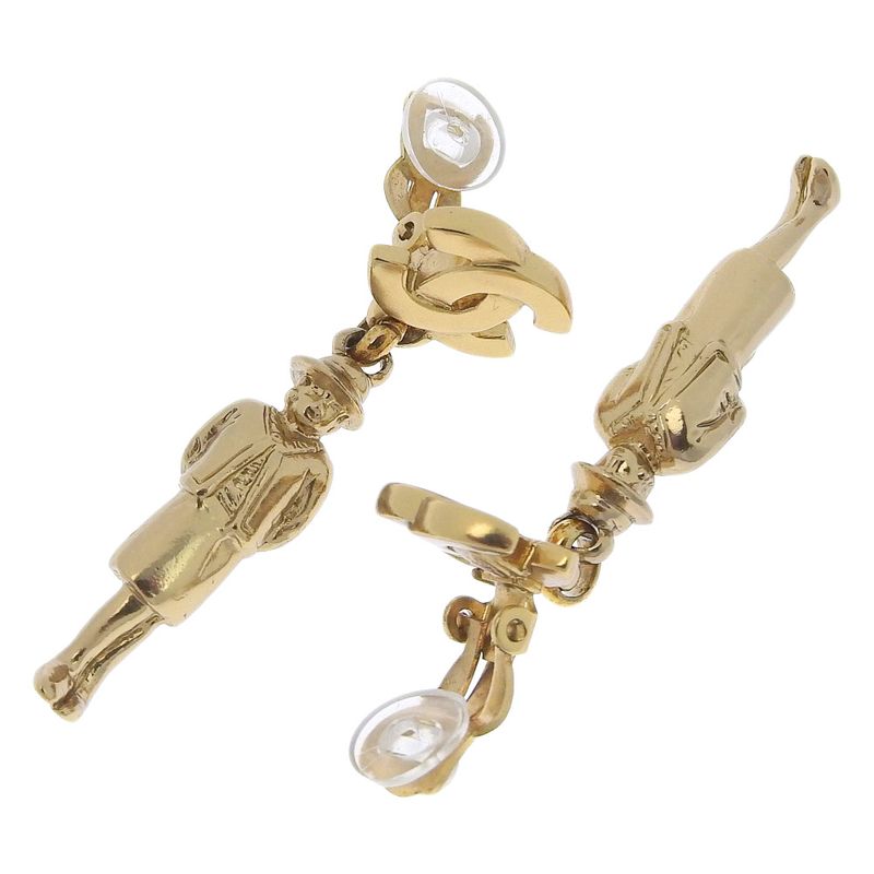 Chanel Mademoiselle Coco Mark Doll Motif Gold Plated 02P Ladies 17.2g Earring