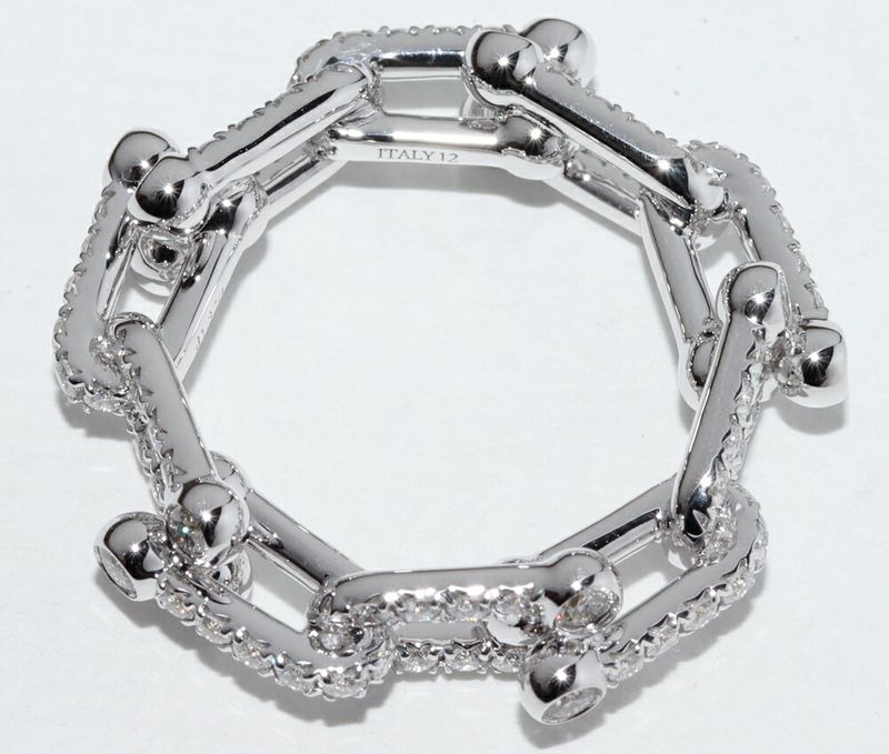 Tiffany & Co Ring 18K White Gold Diamond 132ct Hardware Small Link Ring Full