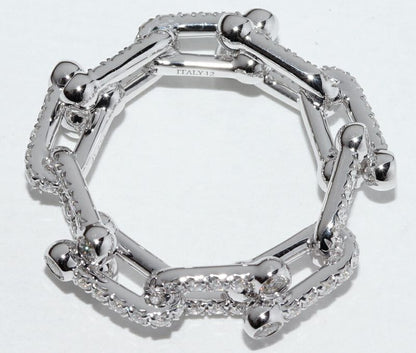 Tiffany & Co Ring 18K White Gold Diamond 132ct Hardware Small Link Ring Full