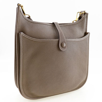 Hermes Evelyn 3PM Taurillon Clemence Etoupe Gold Hardware D Ladies Shoulder Bag
