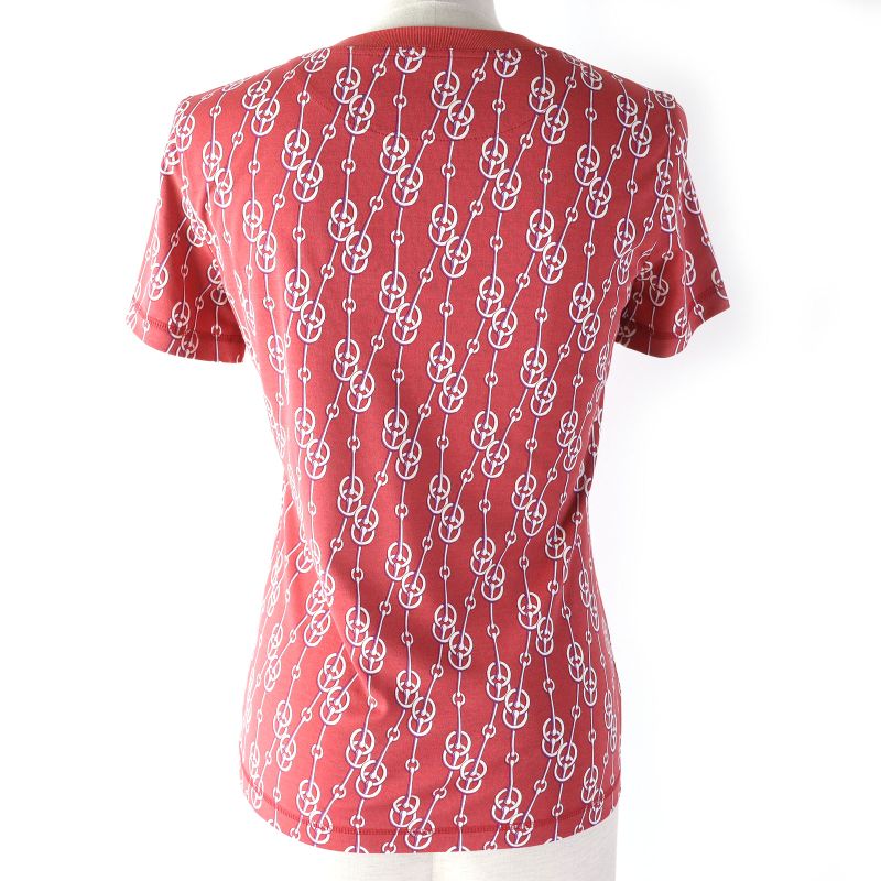 Hermes 22SS Cotton Allover Design Short-sleeved T-shirt Cut And Sewn Red 34