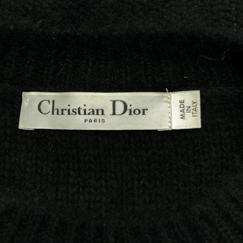 Christian DIOR - Cashmere Silk Mohair Argyle Pattern Crewneck Knit - 34 - Black