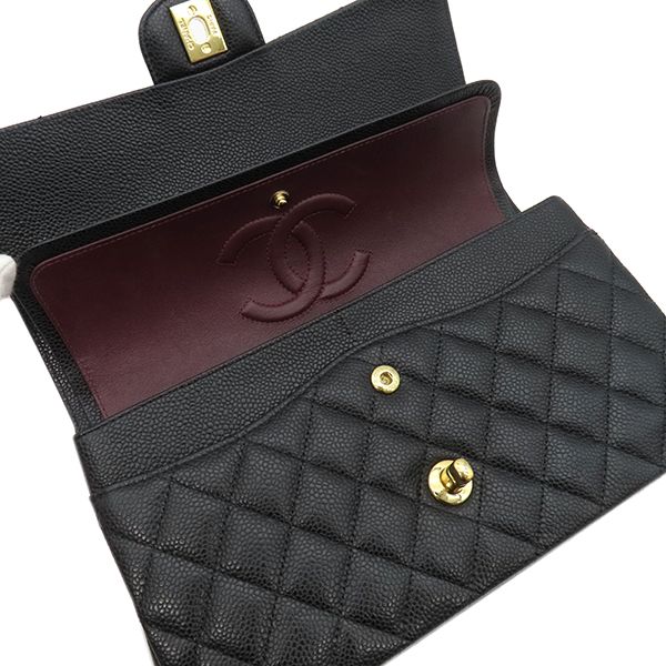 Chanel Shoulder Bag Matelasse 25 Flap Bag Caviar Skin Black Gold Hardware