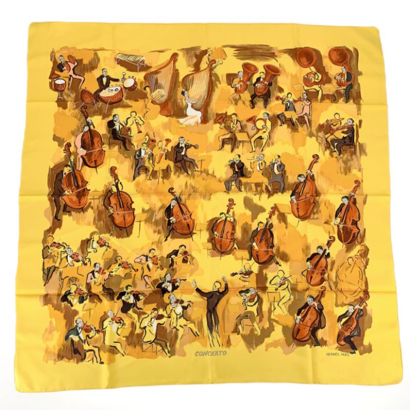 Hermes Carre 90 Concerto Scarf Yellow Tone