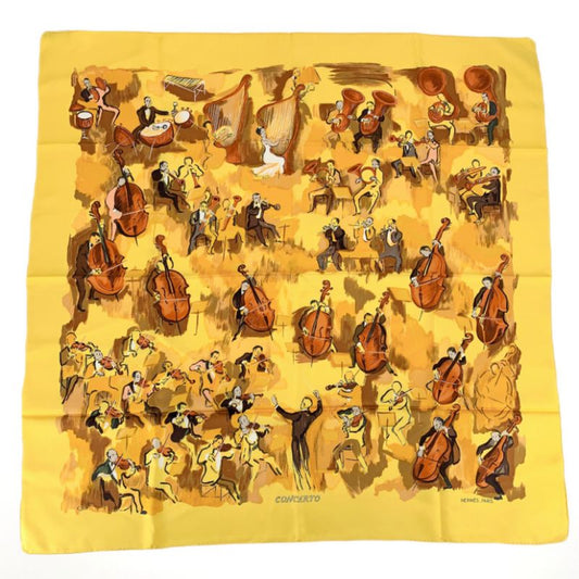 Hermes Carre 90 Concerto Scarf Yellow Tone