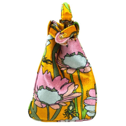 Fendi Peekaboo Iconic Velour Orange Yellow Shoulder Bag Handbag With