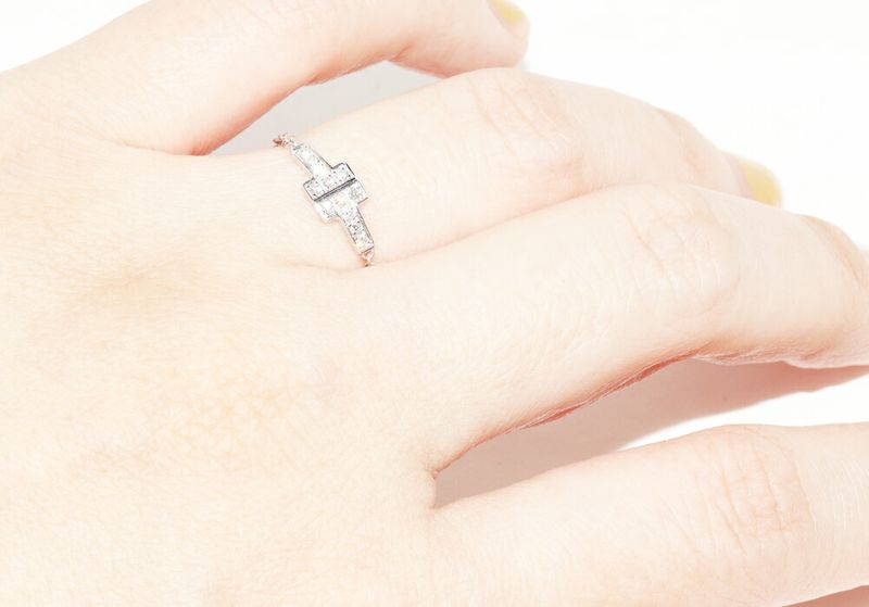 Tiffany & Co Ring 18K White Gold Diamond 12P TTWO Chain Ring