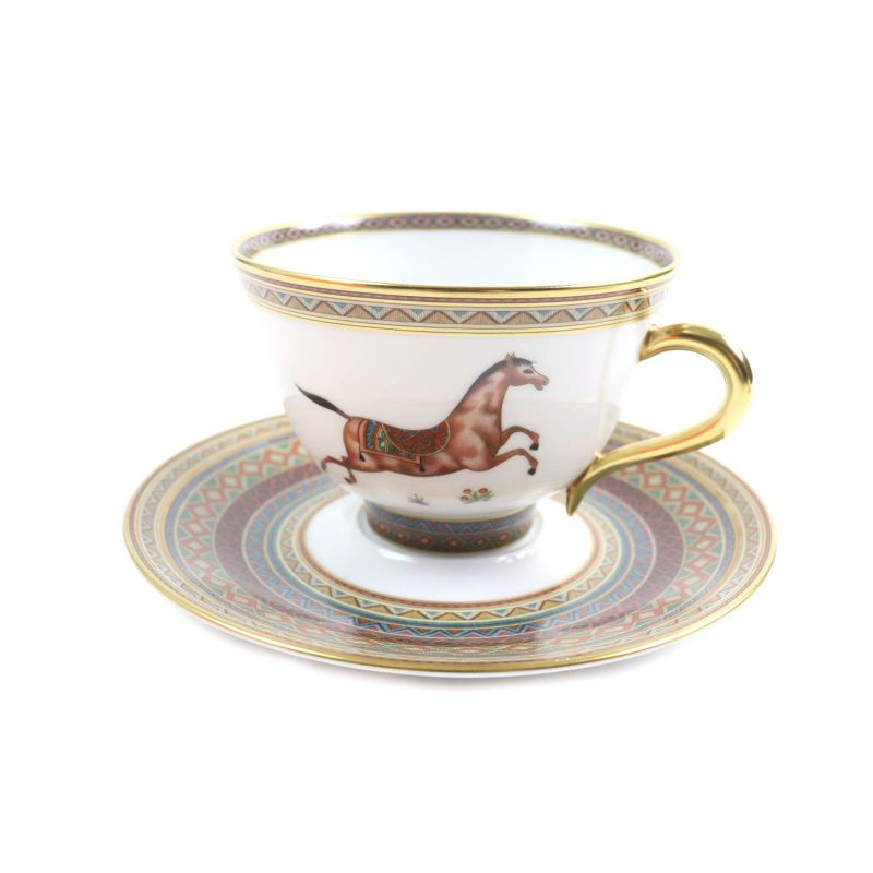 Hermes Chevaldrian Horse Tea Cup And Saucer Set Of 2 Tableware Multi With Box