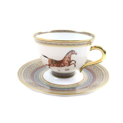Hermes Chevaldrian Horse Tea Cup And Saucer Set Of 2 Tableware Multi With Box
