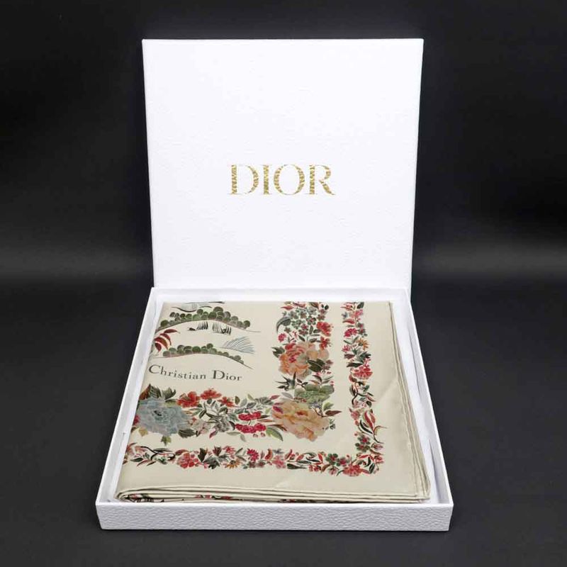 Dior Square Scarf Floral Pattern Beige 25jah090zkdo Women's Accessories