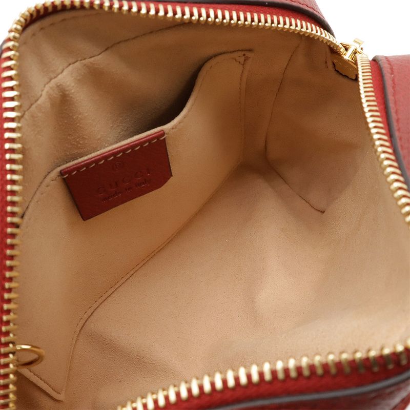Gucci Ophidia GG Flora Sherry Line Shoulder Bag Pochette PVC Leather Red Beige