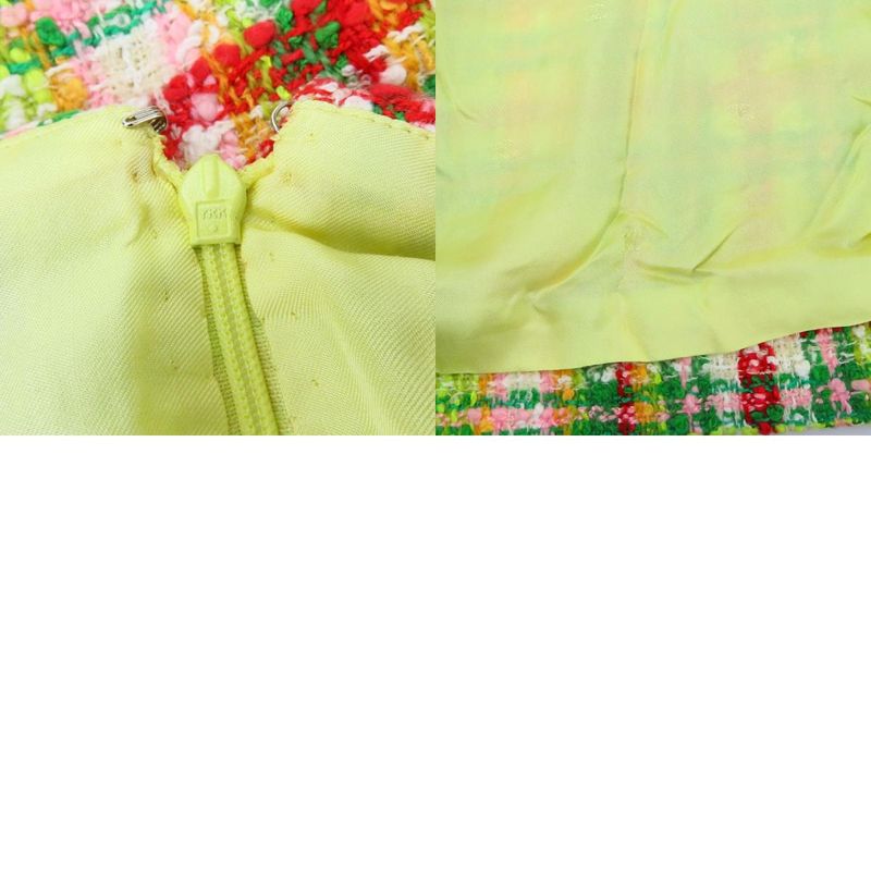 Chanel Setup 36 Cotton Rayon Wool Greenish Red Multicolor Tweed Coco Button