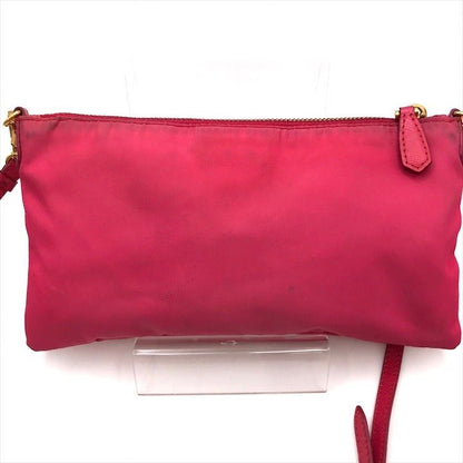 Prada Triangle Logo Nylon Tessuto Mini Shoulder Bag Pouch Pink