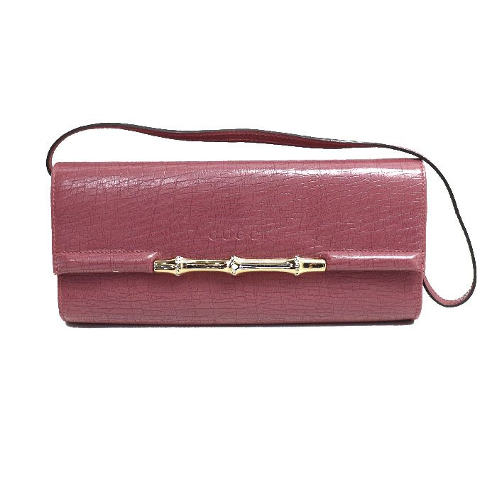 Gucci Party Bag Shoulder Bag Purple 217048 Bamboo Ladies Preowned